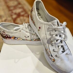 Kate Spade White Sneakers with Colorful Glitter